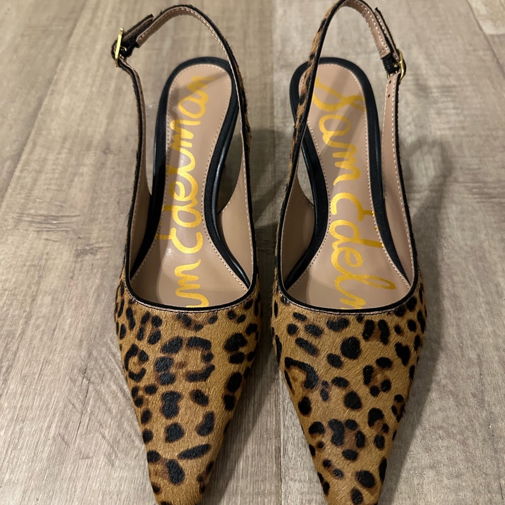 NWOT Sam Edelman Animal Print Slingback Heels - Picture 5 of 8